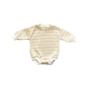 Cream and Tan Stripe Bubble Romper